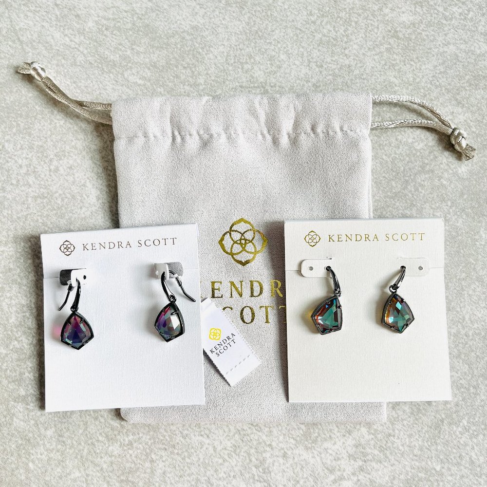 KENDRA SCOTT Cory Drop Gunmetal Earrings In Dichroic Glass - DO NOT BUY!